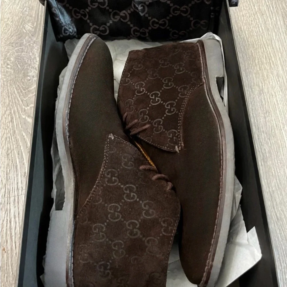Vintage Gucci Men's Dark Brown Suede Boots - Picture 6 of 11